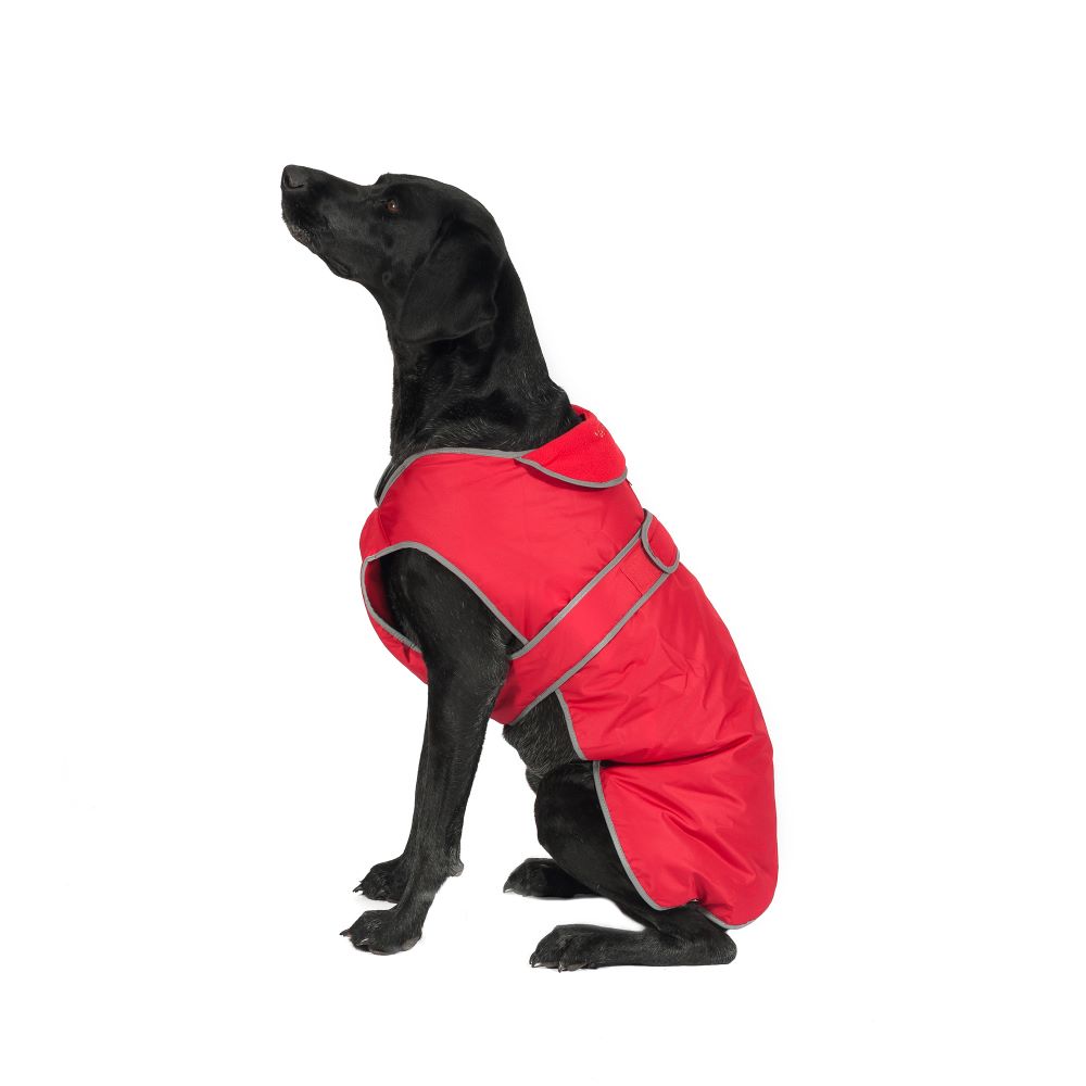 Ancol Muddy Paws Stormguard RED,  Waterproof Fleece Lined Dog Coat